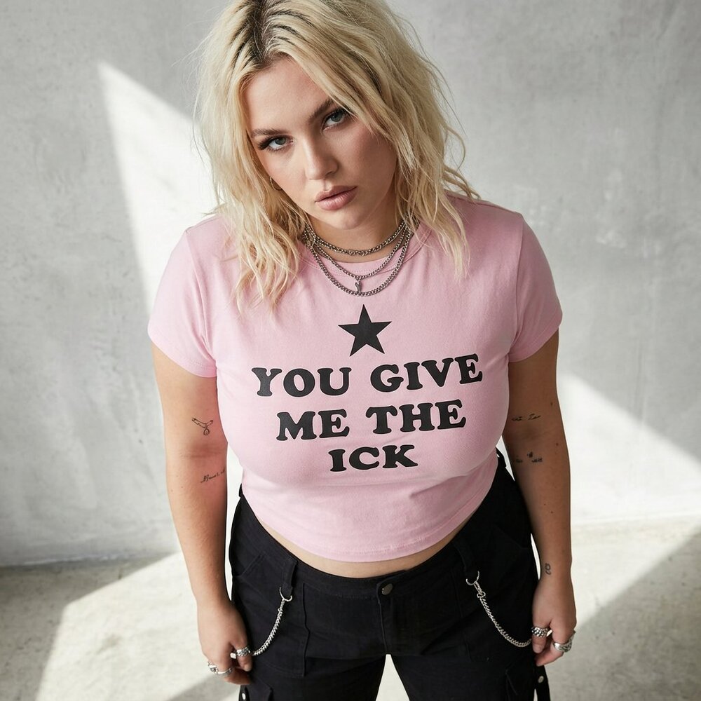 ORANGE KISS You Give Me The Ick baby tee size XL